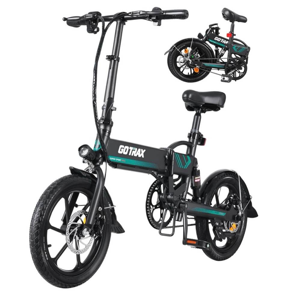 GOTRAX 16  Folding EBE1 Adult Electric Bike - 15.5mph 27.9 mile- 350W 7 Speed Commuter E-Bike for Adult