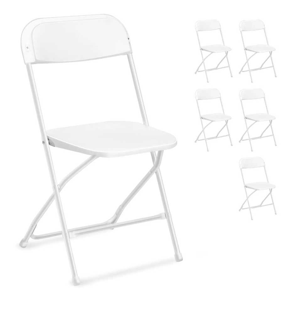Ktaxon 6 Pack Folding Chair, Plastic Stackable Seat, Plastic Dining Chairs, White for Commercial Activities