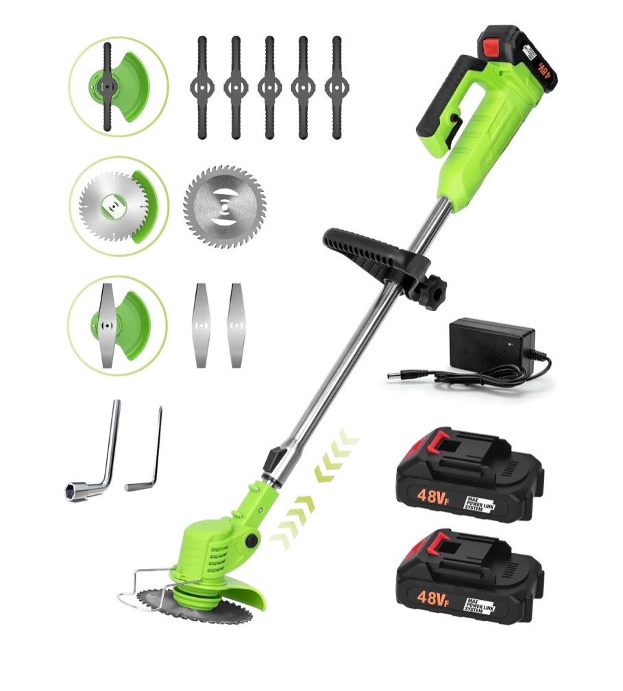 YAHHU Cordless String Trimmer Battery Powered 21V - Trimmer, Edger, and Mower with Multiple Blades for Garden
