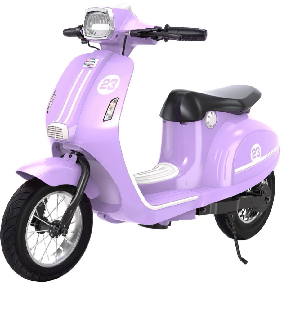 SaveJoy Kids Motorcycle 24V Retro Ride on for Ages 8+, LED Light-Up Electric Ride On Toy,Durable Outdoor Gift for Boys & Girls,Purple