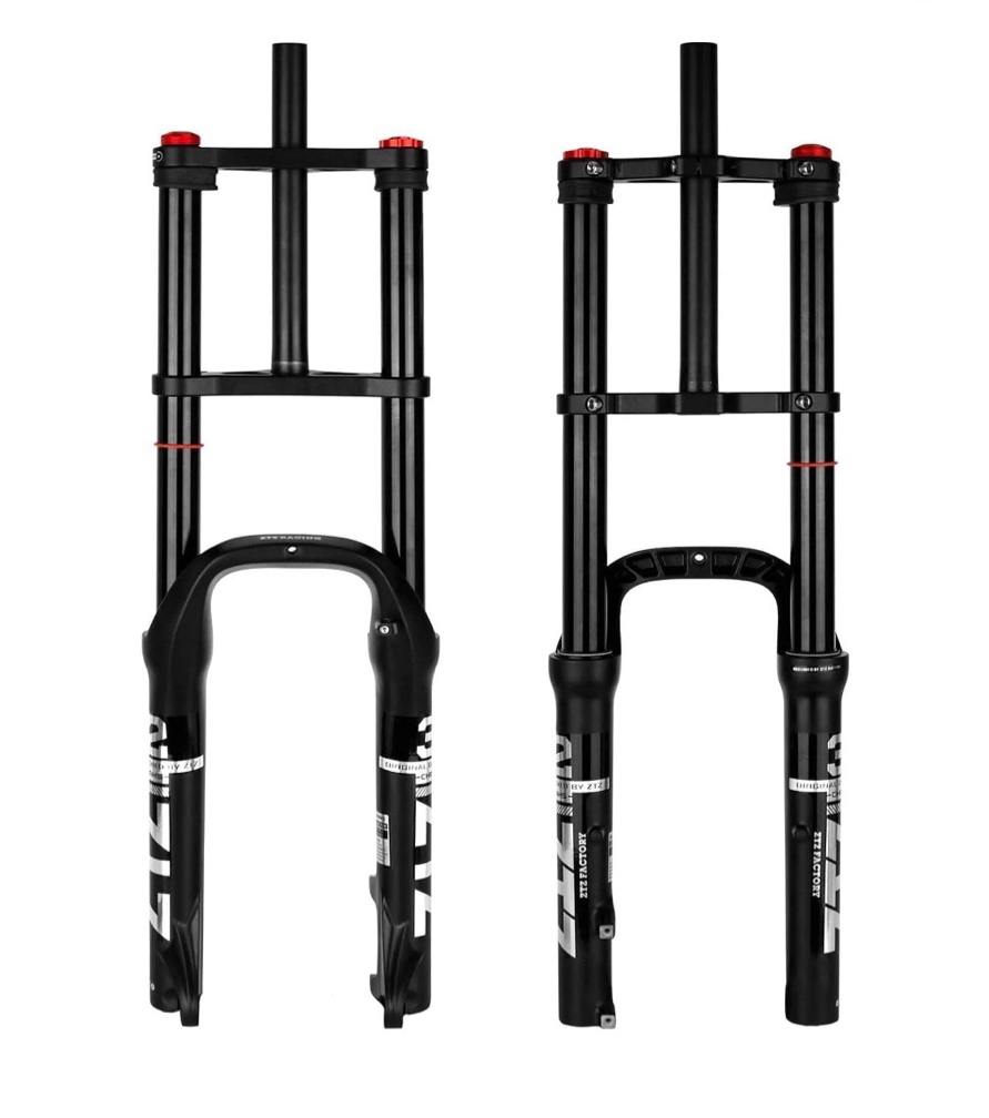 ZTZ 20/26 inch 4.0 Fat Tire Bike Air Suspension Fork - 180mm Travel, 135mm Hub Spacing, QR 9mm, Double Crown Shock Absorber Fork for MTB Fat Snow Beach E-Bike