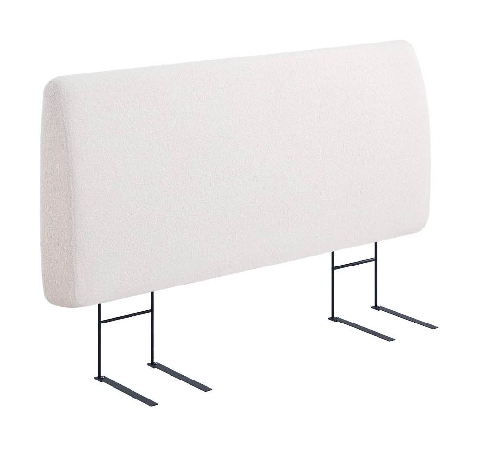 pinmoco 4.7" upholstered foam headboard queen bed, height adjustable and ergonomic head board, teddy velvet white