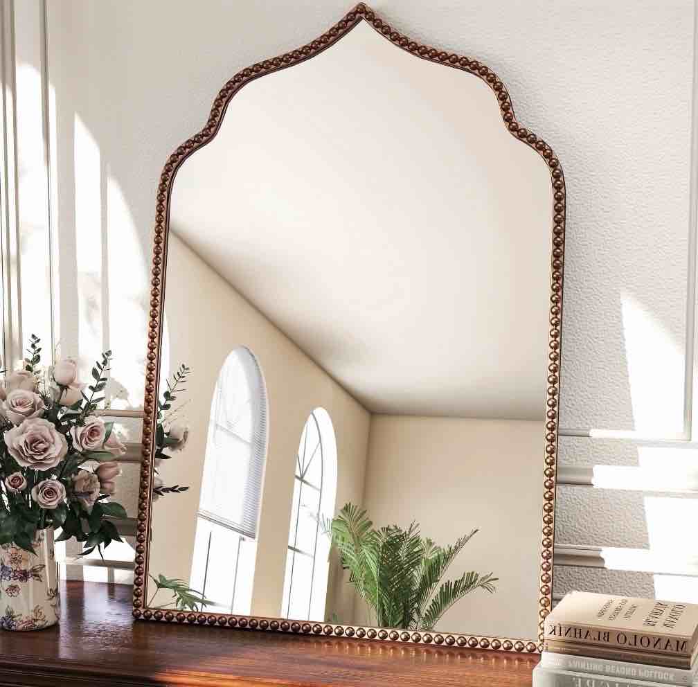 Goosiay Arched Mirror for Wall  20  x 30  Vintage Gold Mirror  Wall Mirror for Living Room  Bathroom  Bedroom  Entryway  Antique Bronze Mirror