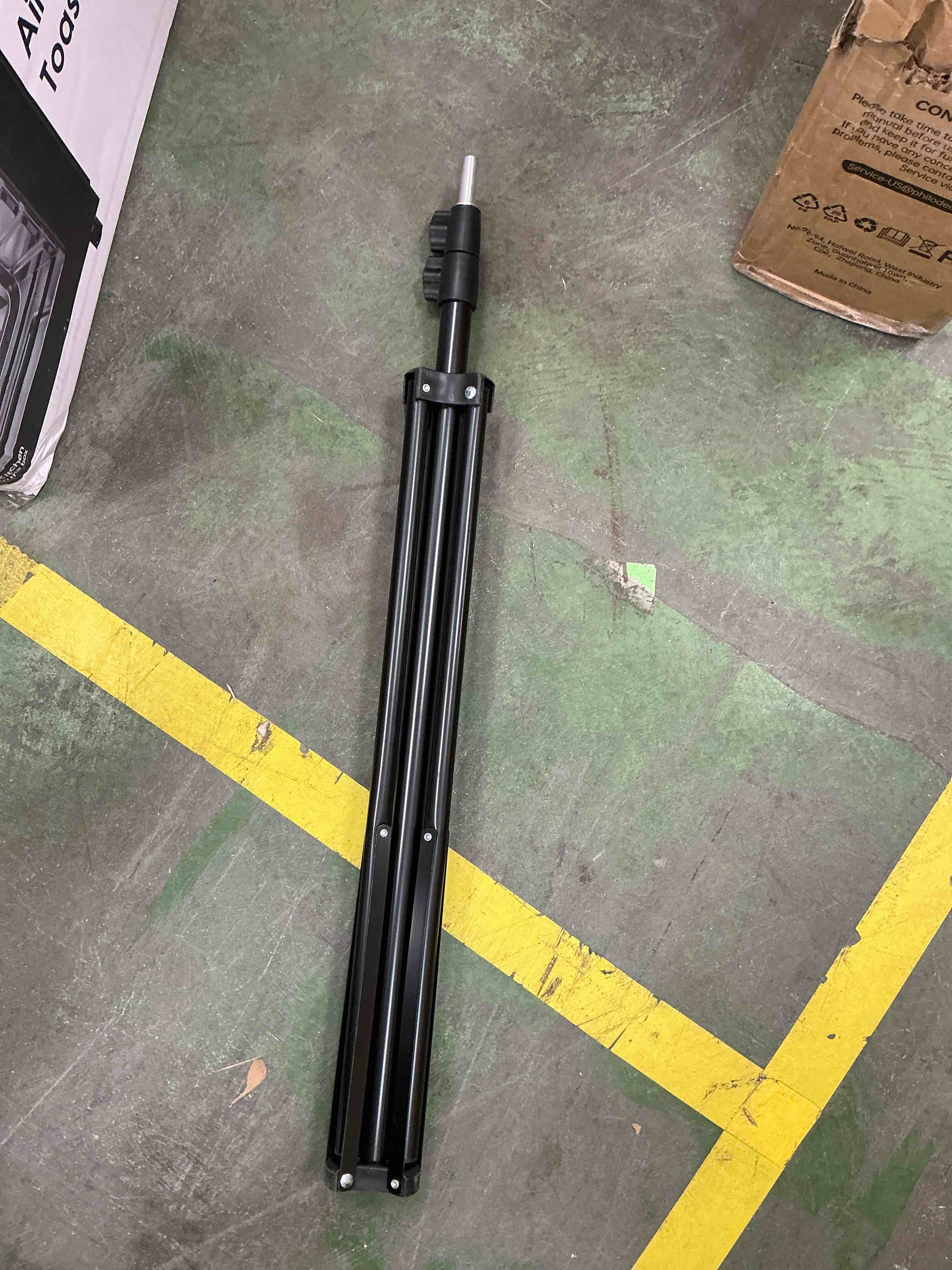 Condition photo showing As Is for portable mobile iv pole stand retractable collapsible intravenous tripod drip bag stand with 4 hooks 3 net bags & 1 storage bag for hospitals clinics home care