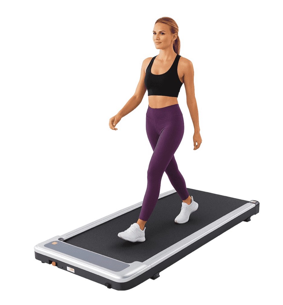 concetta compact walking treadmill for small spaces, quiet under-desk walking pad with remote, slim portable design for home office workouts, led display, easy to store,silvery