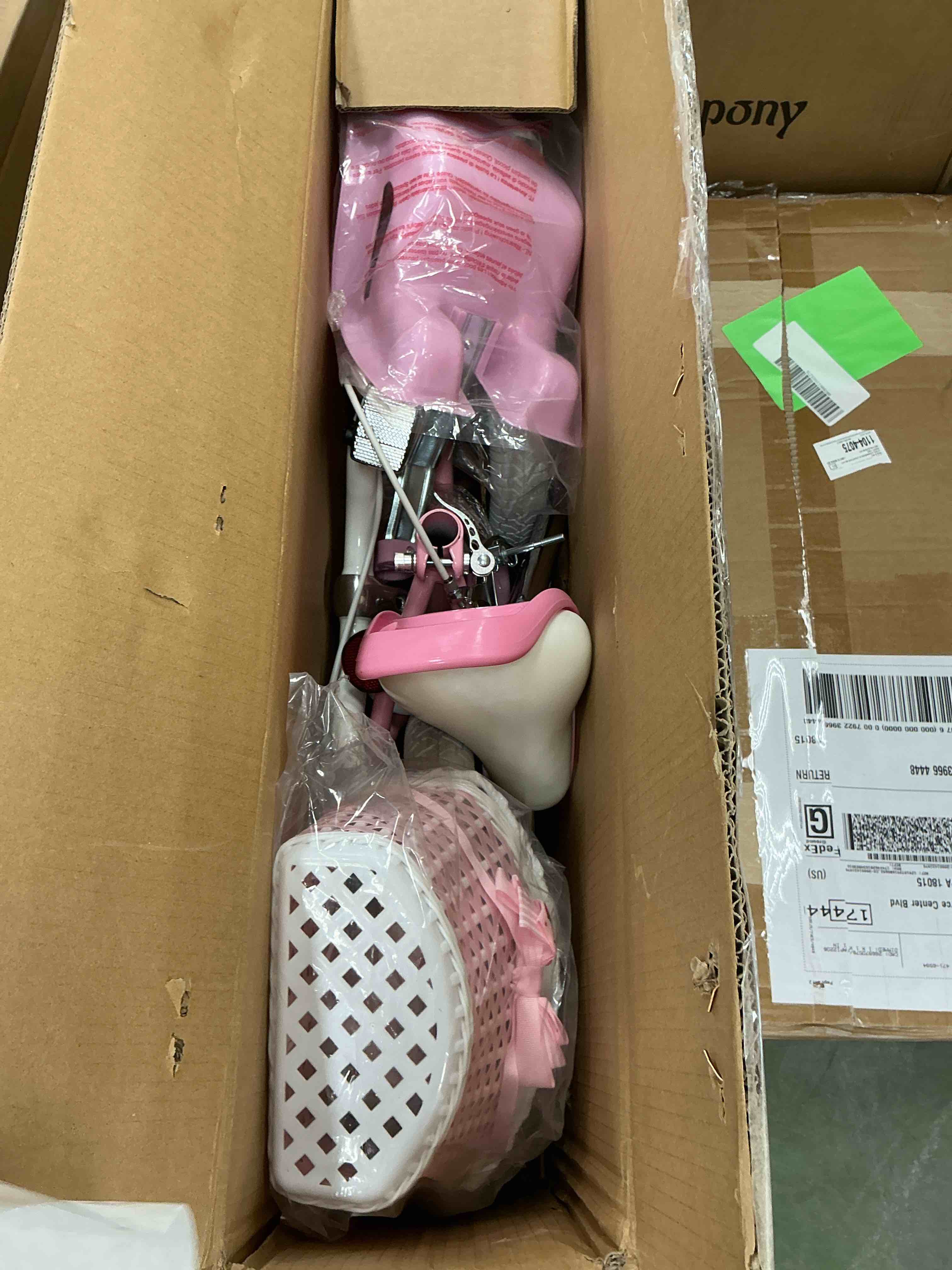 Condition photo showing New/Like New for xjd girls bike for toddlers 3-9 years old kids  14 inch kids bike with training wheels  streamers  basket and doll seat  children bicycles with handbrake