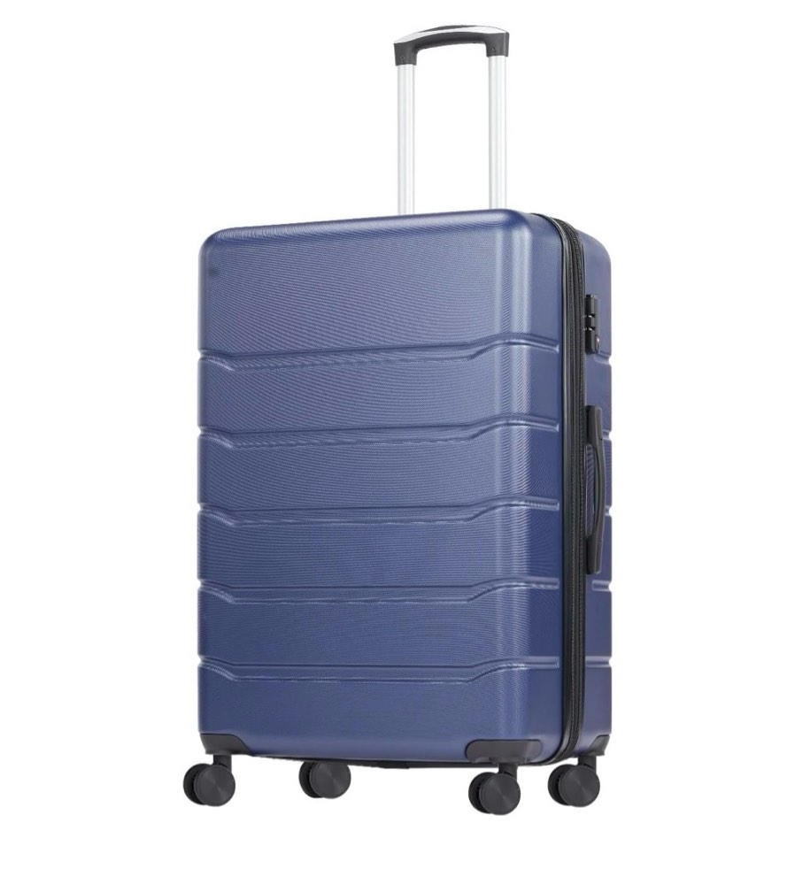 concetta 28 inch luggage  lightweight expandable rolling suitcase  hard shell abs & tsa lock double spinner wheels suit case  blue
