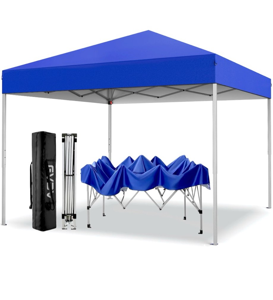 gvdv canopy tent, 10x10 ft easy pop up outdoor canopy tent, portable straight leg gazebo instant canopy, blue