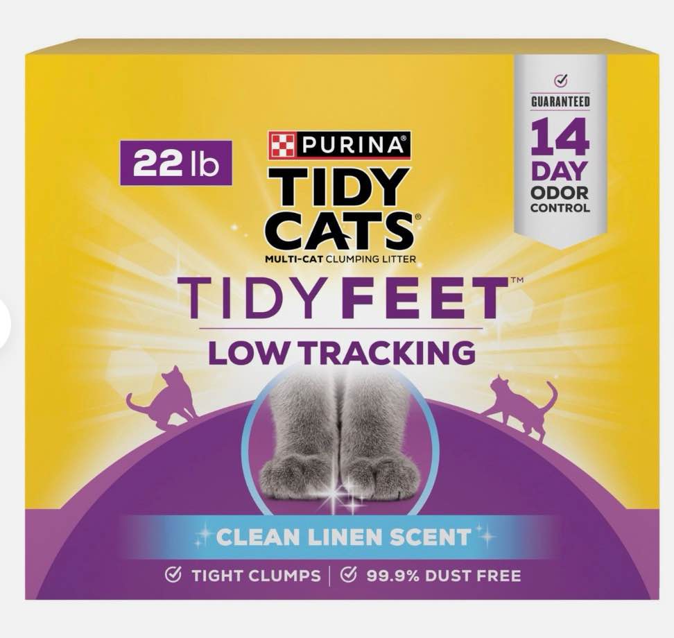 purina tidy cats tidy feet clumping low tracking cat litter with odor control – unscented - 22 lb. box