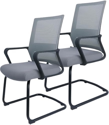 2 Pack Office Guest Reception Chair Grey Conference Chairs Mesh Mid Back Home Lumbar Support Lobby Guest Chair Office Side Chairs with Armrest for Conference Room,Meeting Room,Patient
