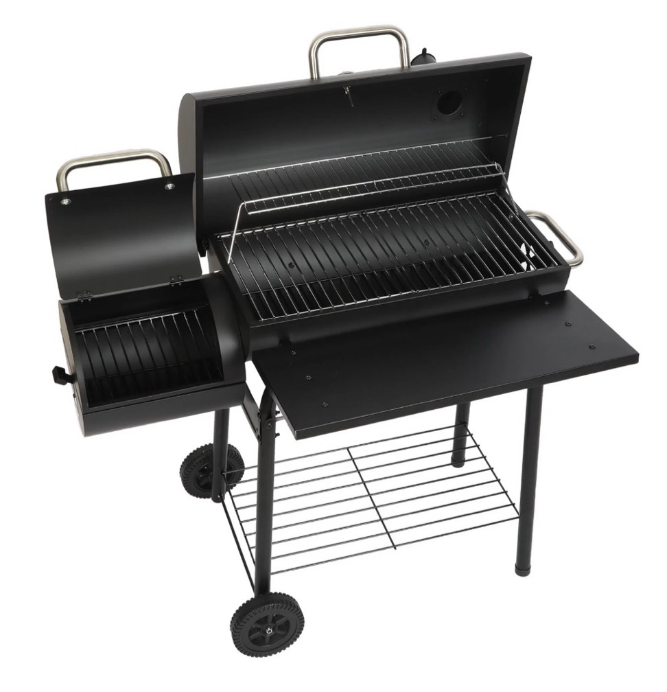 laraVist Charcoal Offset Smoker Grill, Dual-Zone BBQ with Thermometer & Wheels, Family-Size 512 sq.in