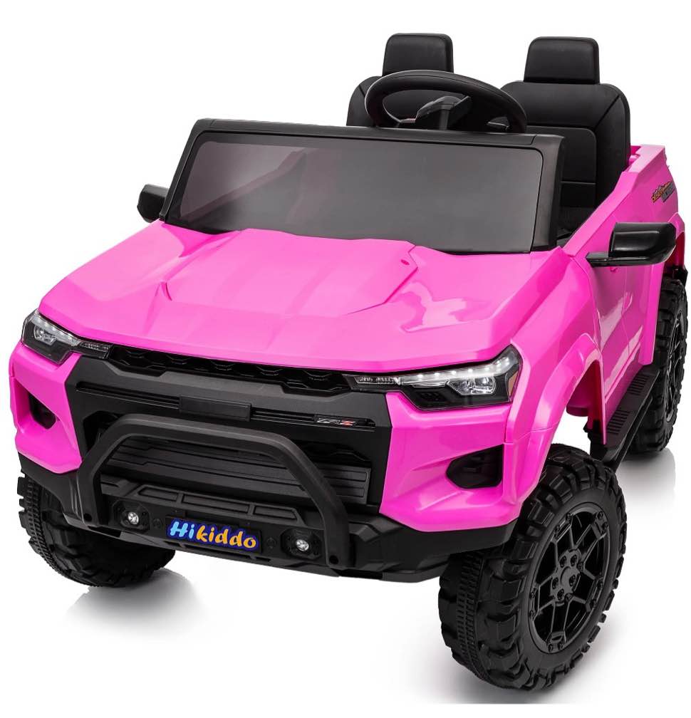 Hikiddo 4WD 2-Seater Electric Car for Kids, 24V 10Ah Ride on Toys Truck for Big Kids w/ Remote, 4x200W Motor - Pink