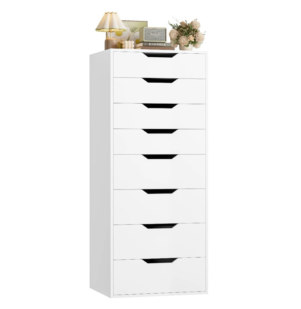 Homfa Compact 8 Drawer Bedroom Dresser for Small Spaces, Wood Tall Chest of Drawer, White