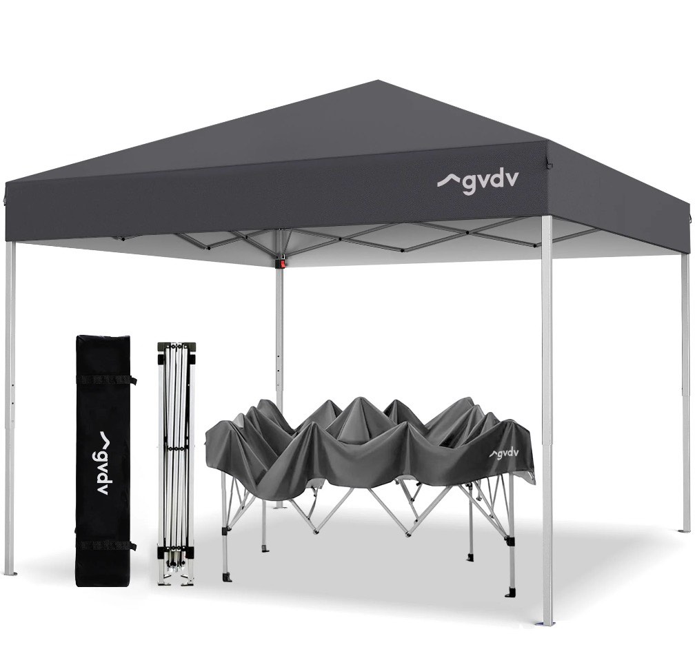 GVDV Canopy Tent, 10x10 ft Easy Pop up Outdoor Canopy Tent, Portable Straight Leg Gazebo Instant Canopy