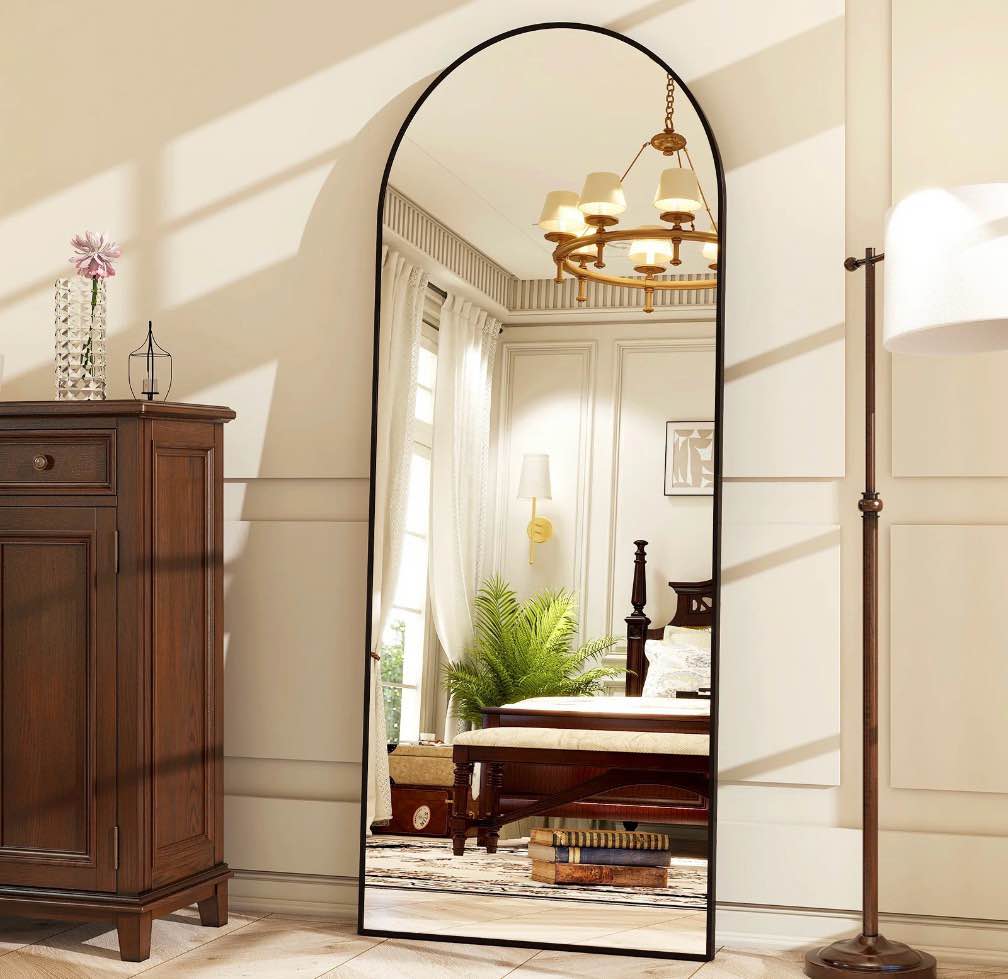beautypeak arched full length floor mirror 64 x21.1  full body standing mirror black