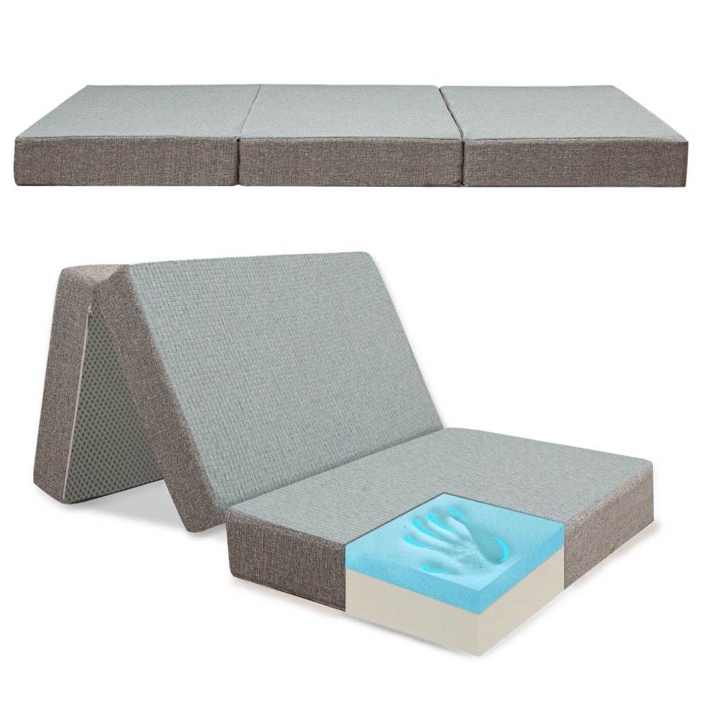 maxyoyo adult 6 inch folding queen futon mattresses tri-fold camping mattress with washable cover