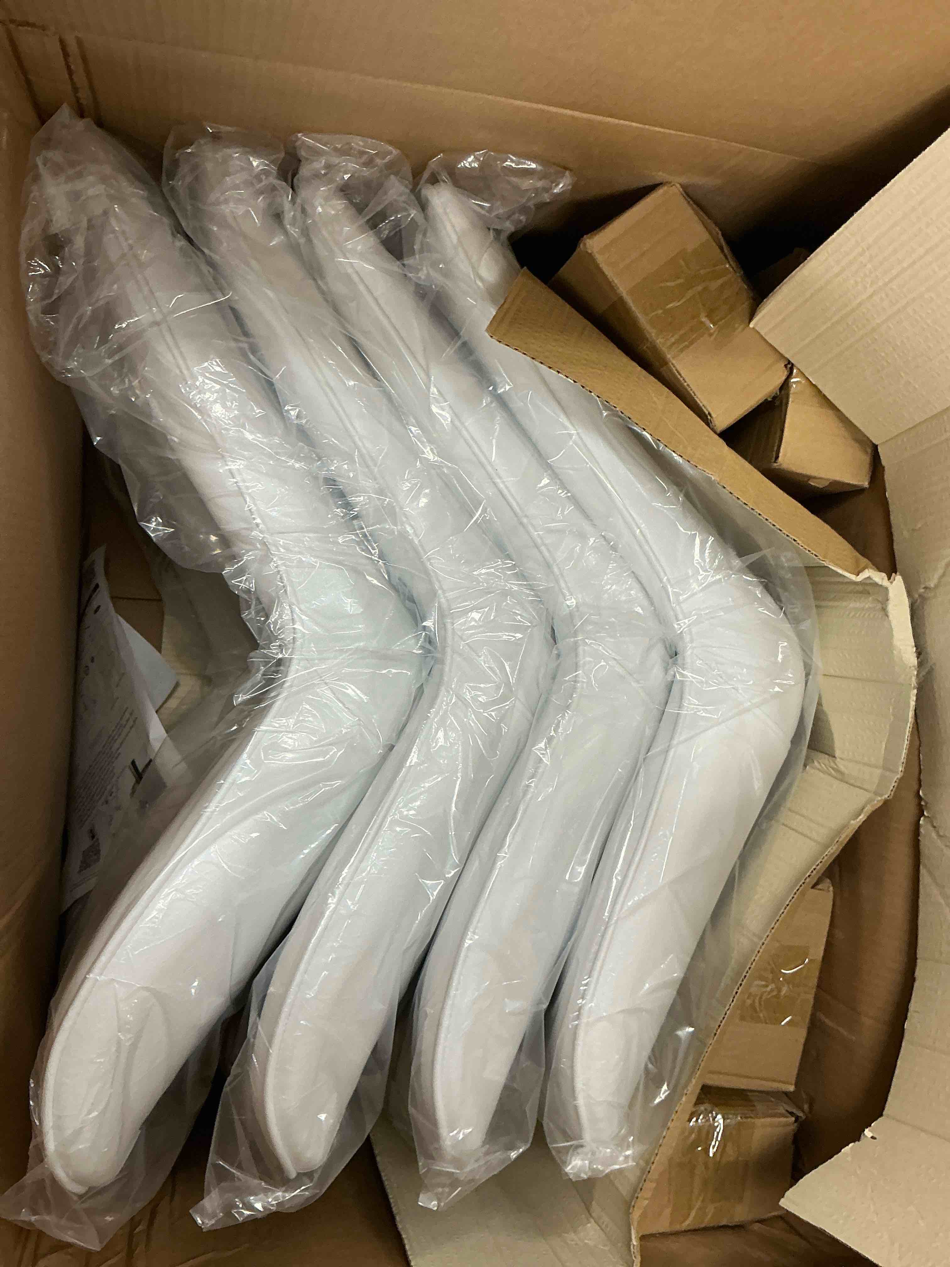 Condition photo showing New/Like New for daluvenix modern dining chairs set of 4, upholstered fabric comfy kitchen dining chairs with metal legs & thick cushions for dining living room, white