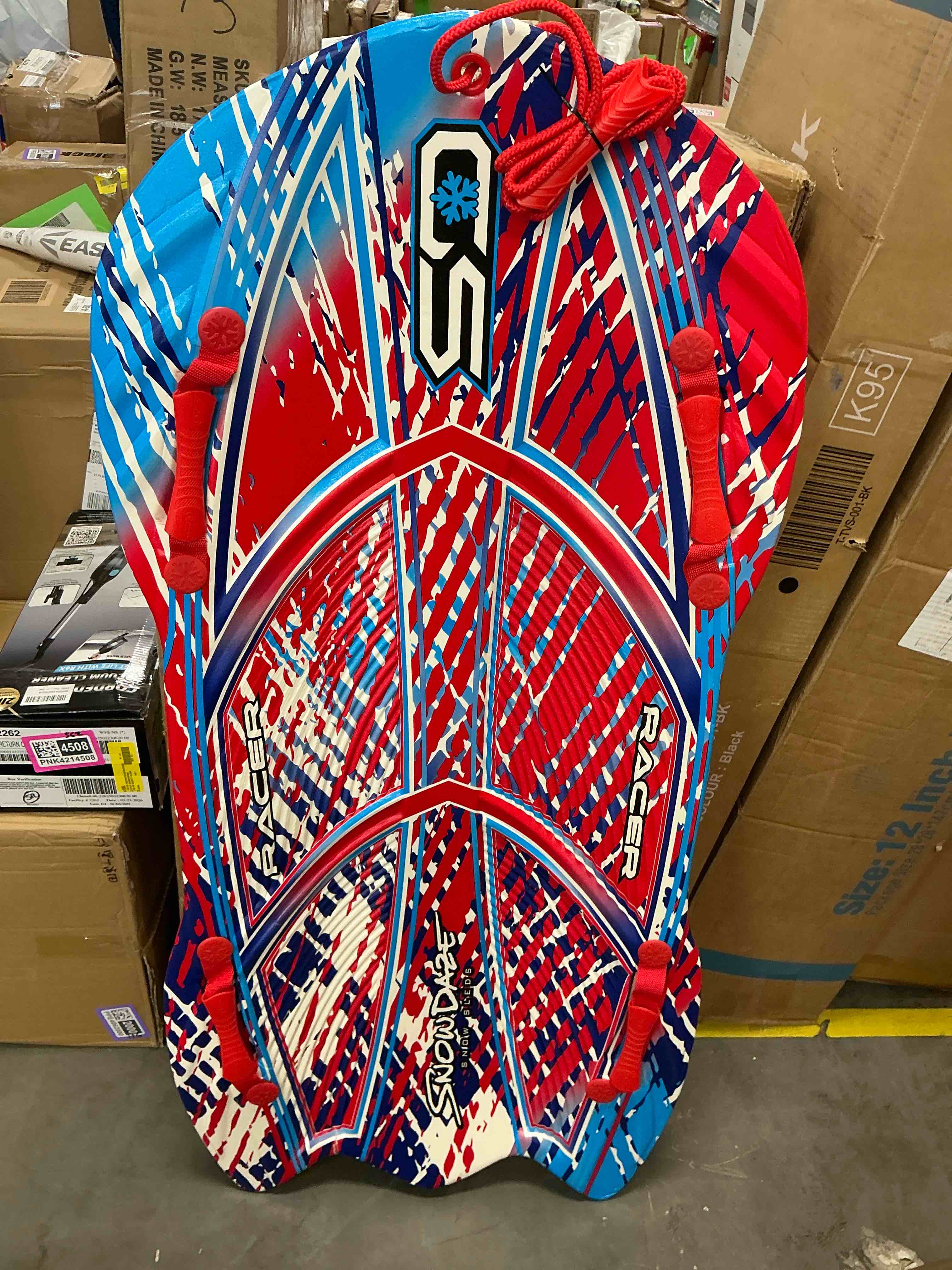 Condition photo showing Good Condition for snow daze 2 person molded sled with handles