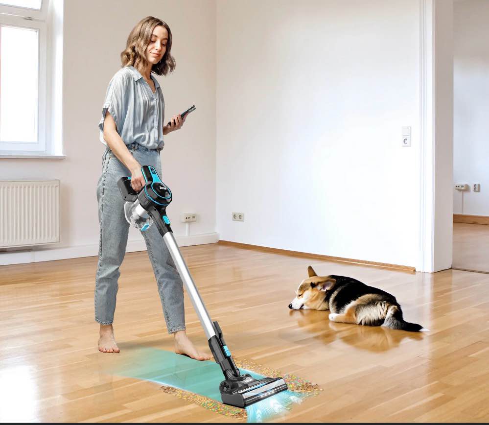 inse cordless vacuum cleaner 6-in-1 rechargeable stick vacuum lightweight for carpet hardfloor pet hair home n520 blue