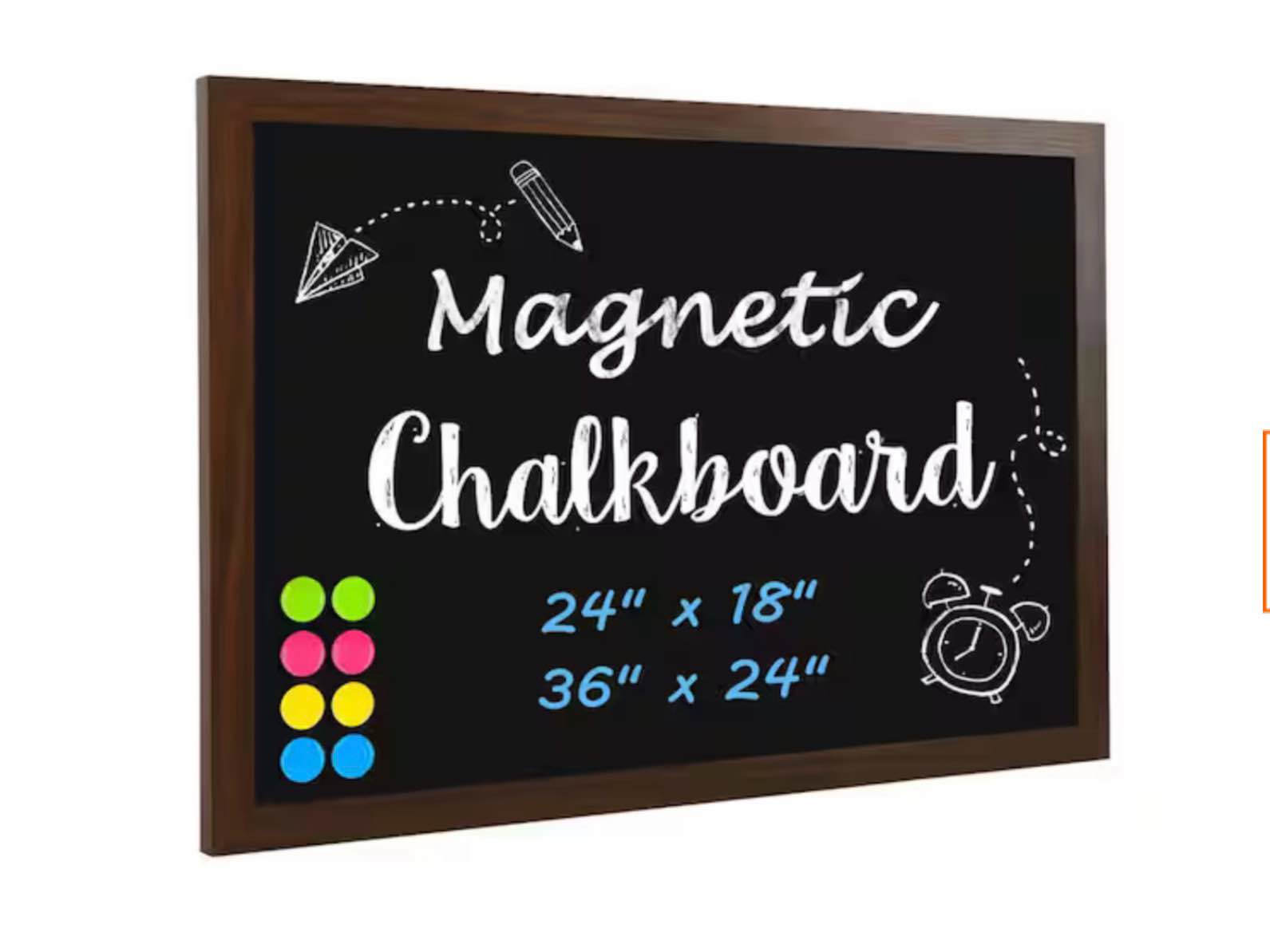 rustic wood framed magnetic chalkboard 36 x 24  large hanging chalk board sign  non-porous wall blackboard for wedding kitchen restaurant menu and home with 4 unique magnets  brown