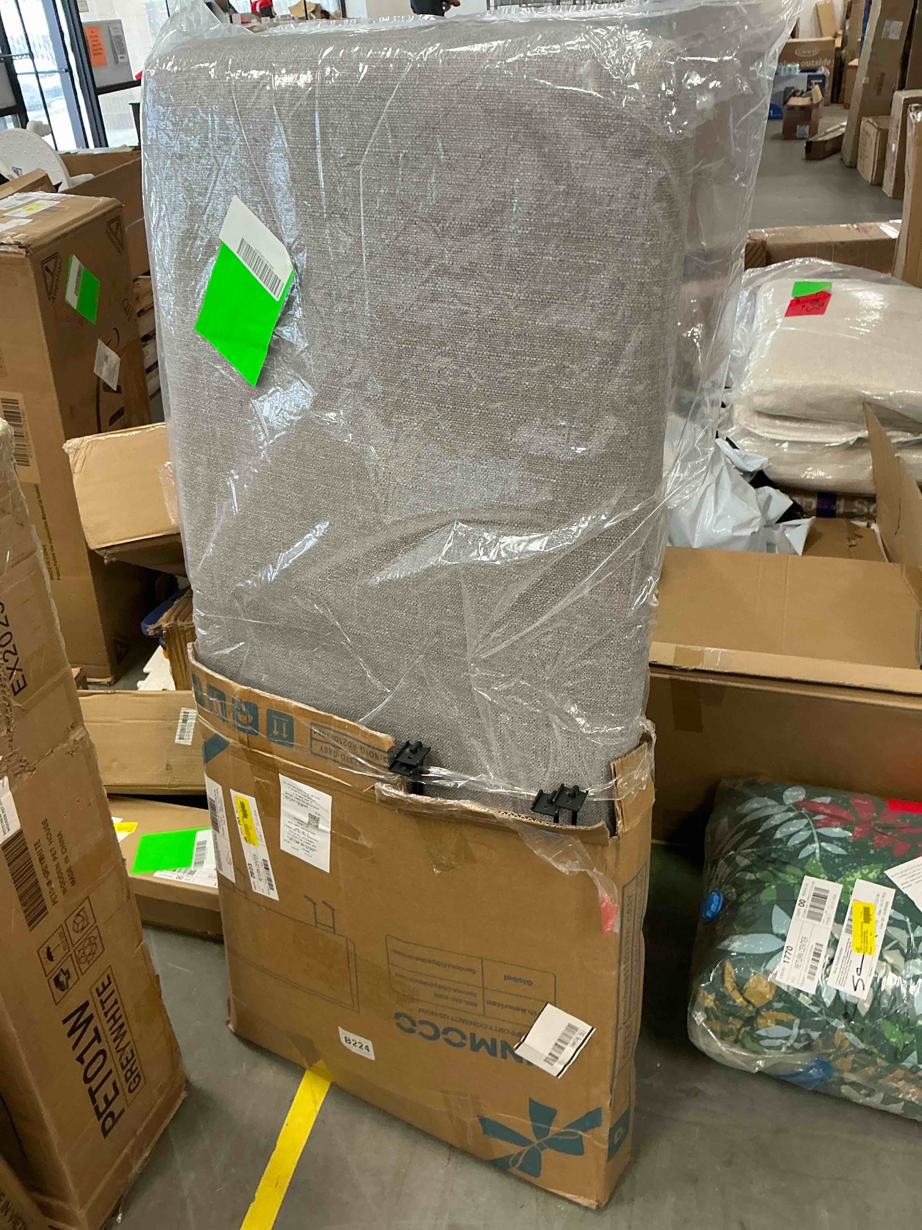 Condition photo showing Good Condition for pinmoco upholstered headboard full bed, height adjustable and ergonomic foam head board, fabric gray