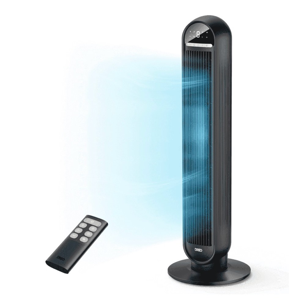 Dreo Tower Fans for Home  36  Standing Floor Fan with Remote  90° Oscillating Fan  24 ft/s High Velocity  LED Display  4 Speeds  4 Modes  8H Timer  Quiet Bedroom Fan