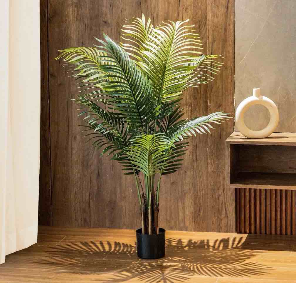 HiPlants 4ft Artificial Palm Plants, 4ft Fake Palm Tree, Pre Potted Faux Greenry Tree for Home Decor Office House Living Room Indoor Outdoor, Big Fake Plants Fake House Plants