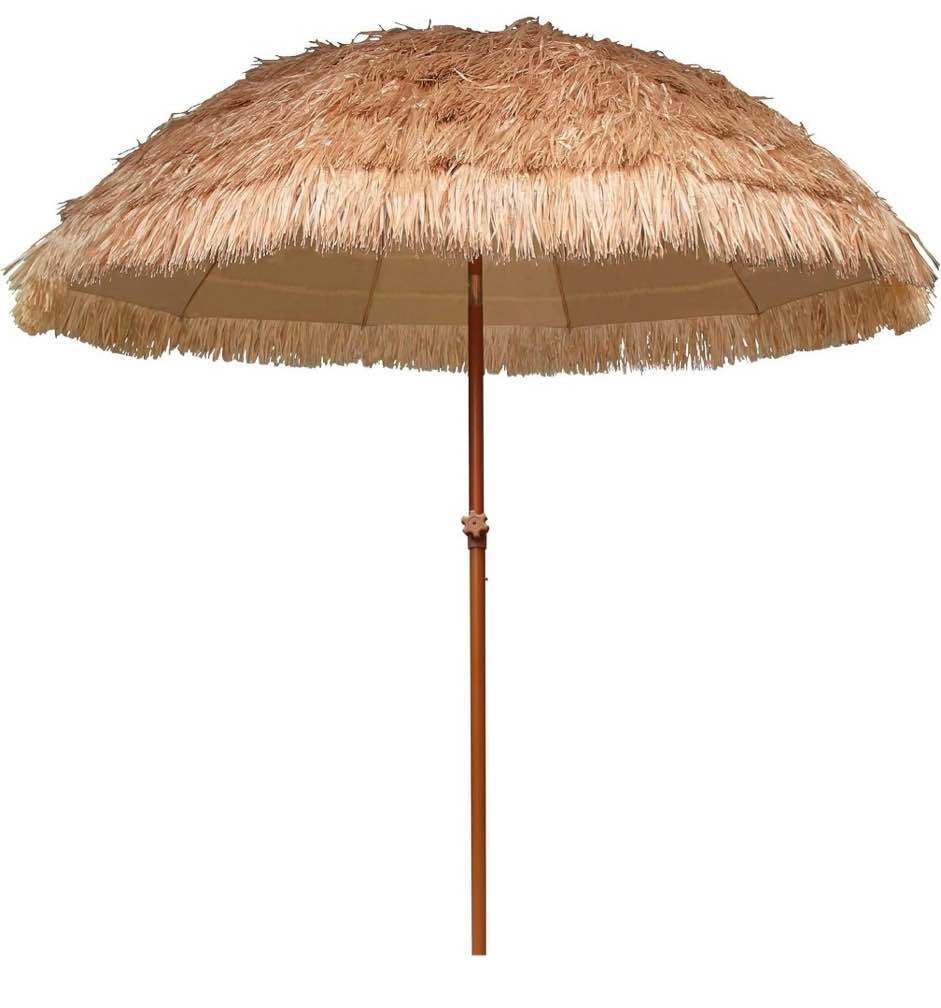 AMMSUN 7.5ft Hula Thatched Hawaiian Tiki Straw Outdoor Umbrella for Pool Patio Beach UPF50+ Brown