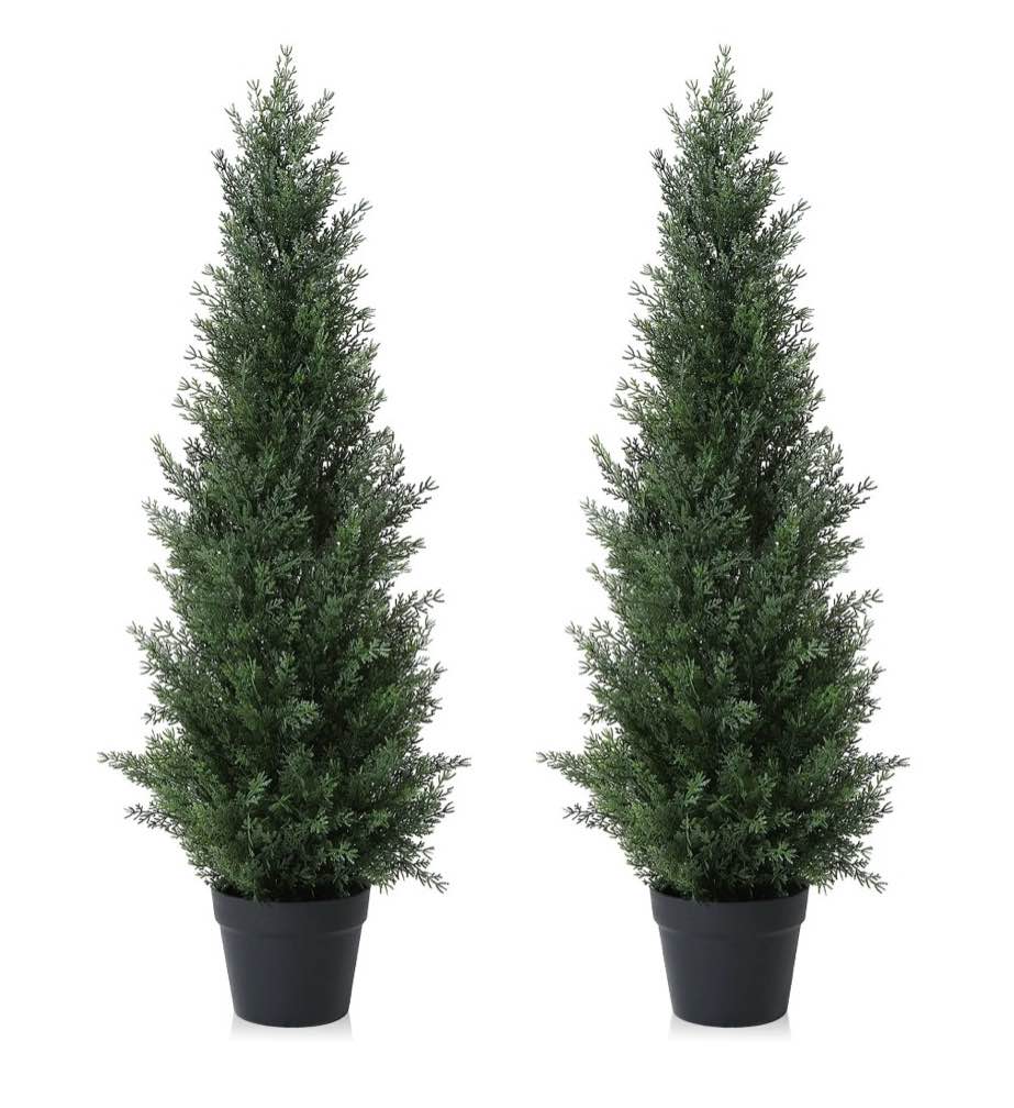 dr. planzen artificial cedar tree 3 ft artificial cedar topiary trees for outdoors potted fake cypress trees faux evergreen plants for home porch decor