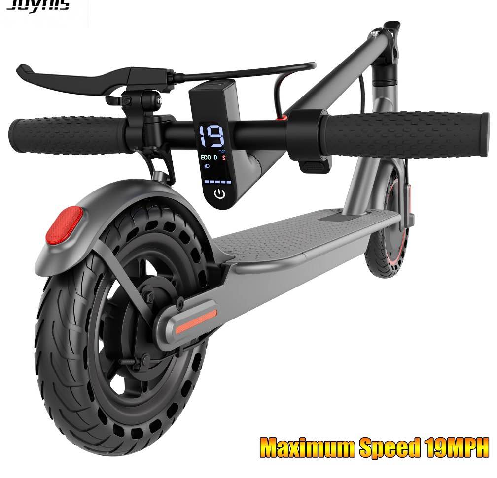 joyhis j078 electric scooter for men and women 8.5" solid tire 19mph power by 350w motor max 21 mile range folding commuting e scooter