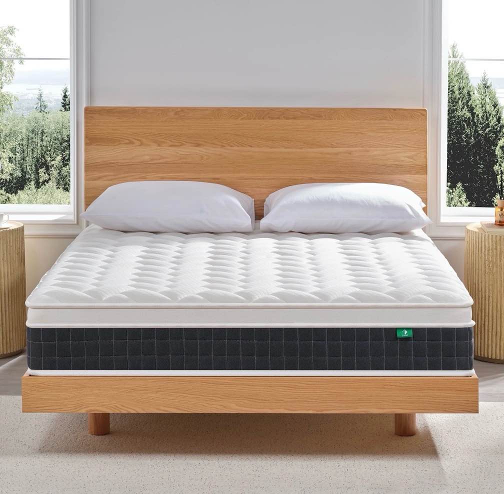 full size hybrid mattress, z-hom classic 10 inch foam euro top mattress, 5-zone pocket spring support for back pain, medium firm