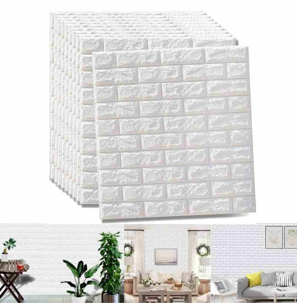 5/30x28 inch 3d tile brick wall sticker, self-adhesive waterproof pe foam wall panels, peel and stick brick wallpaper wall art decor for living room bedroom background tv wall decoration