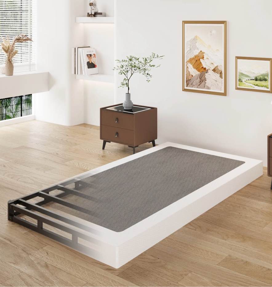 Lutown-Teen 3 Inch Twin Box Spring Low Profile, Heavy Duty Metal Box Spring Twin Bed Base with Fabric Cover, Mattress Foundation, Noise Free, Easy Assembly