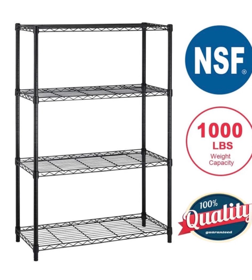 bestoffice 4 shelf wire shelving unit garage nsf wire shelf metal storage shelves heavy duty height adjustable for 1000 lbs capacity black