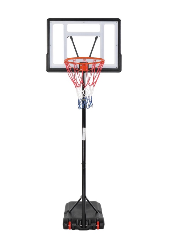 ktaxon 33 in. portable basketball hoop stand  6.5-8 ft adjustable basketball goal system  with pvc backboard indoor/outdoor