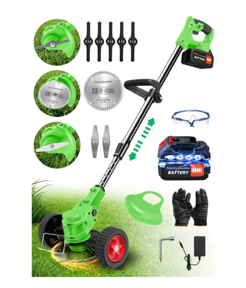 Weed Eater Cordless, Weed Wacker Cordless with Wheels, 24V 2.0Ah Battery, 650W, 3 in 1 Stringless,Adjustable Cutting Angle & Height for Yard Garden Patio