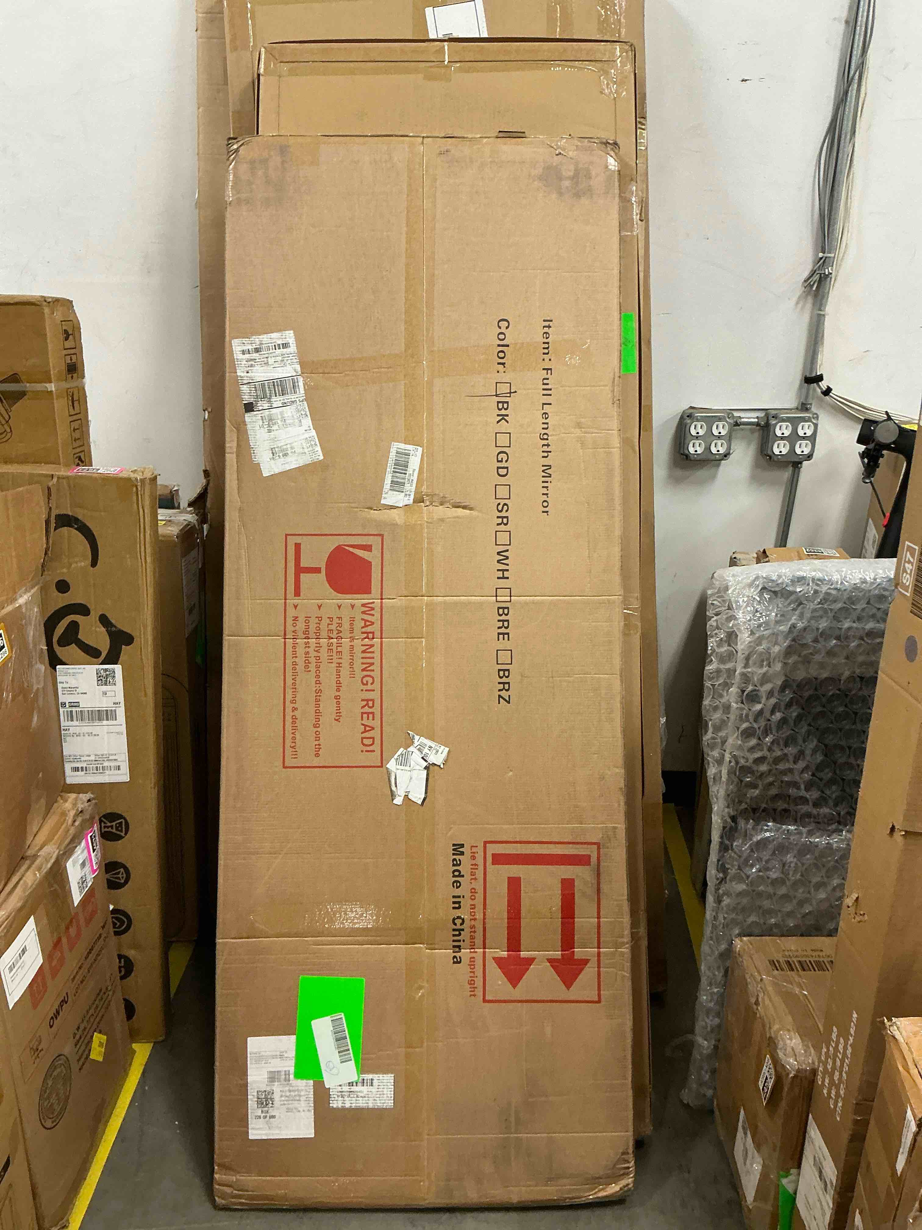 Condition photo showing New/Like New for beautypeak 65"x 23" arched full length windowpane mirror wall-decor mirror,black