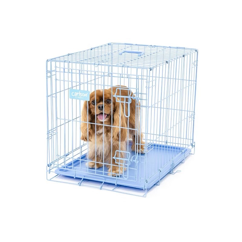 carlson single door wire dog crate - blue s