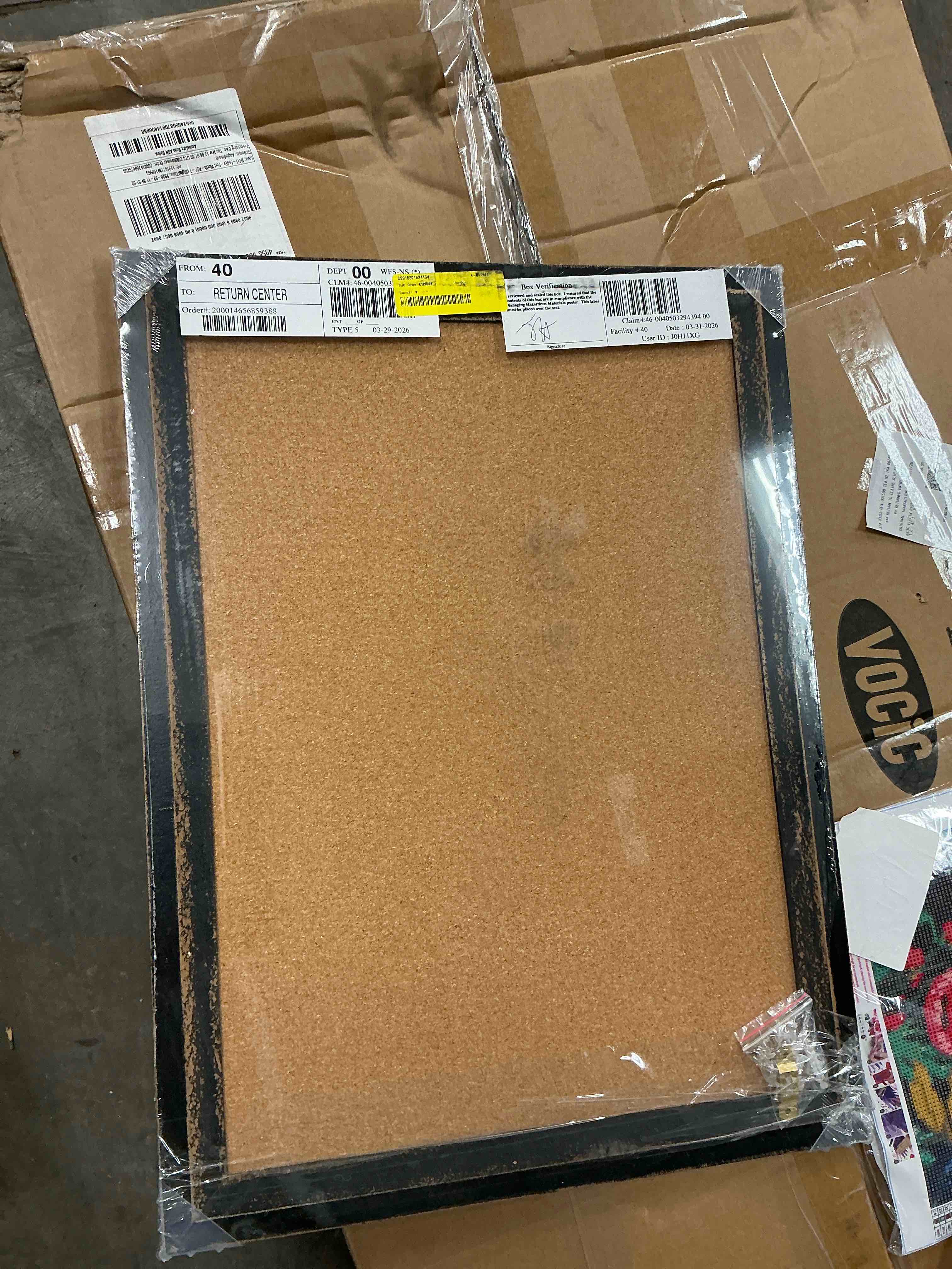 Condition photo showing Good Condition for poster board cork board for wall bulletin board 24 x 18 inches cork notice pin board memo board with vintage style black wooden frame for display home decor office with 10 pushpins  black framed