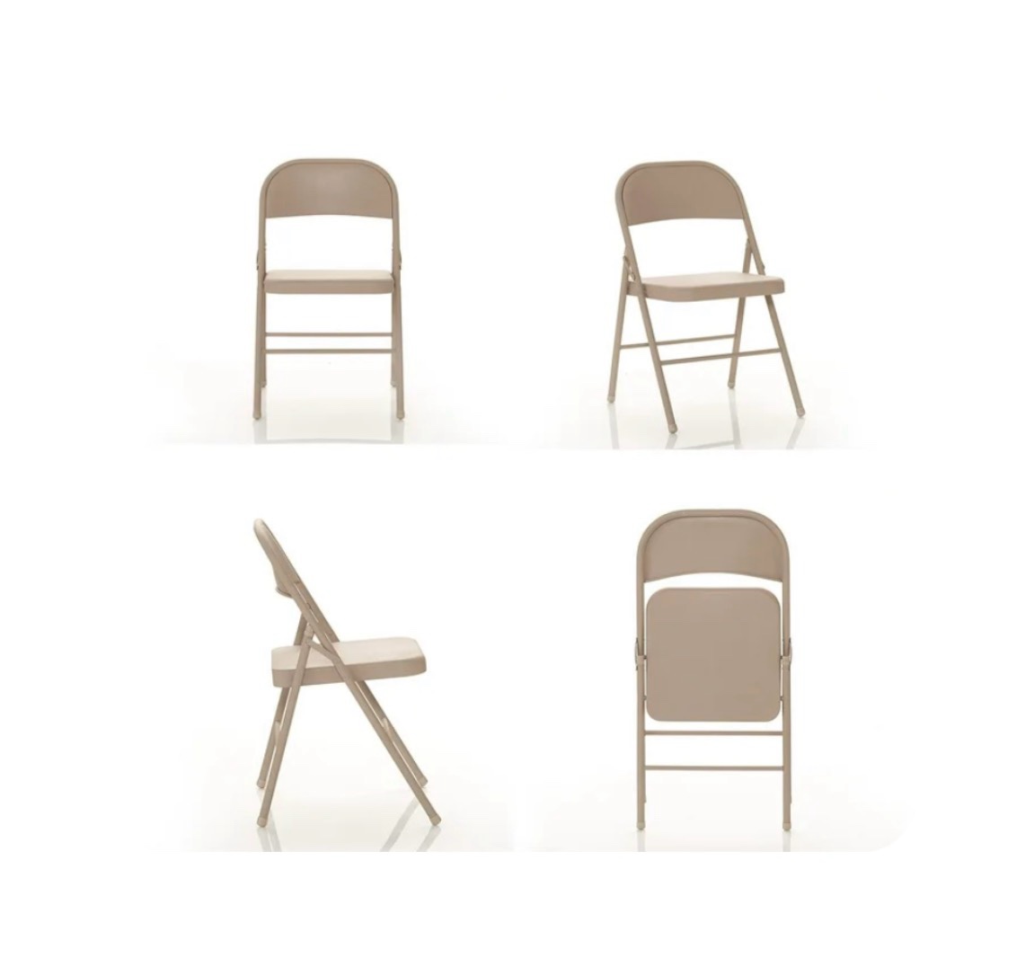 mainstays all-steel metal folding chair, beige, 4 pack