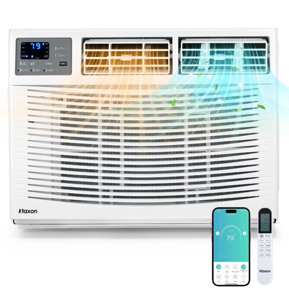 Ktaxon 18000 BTU Window Air Conditioner with Heat, Window AC Unit & Heater Combo with APP & Voice Smart Control, Timer Function & Easy Installation Kit, Work with Alexa/Google Assistant, 208/230V