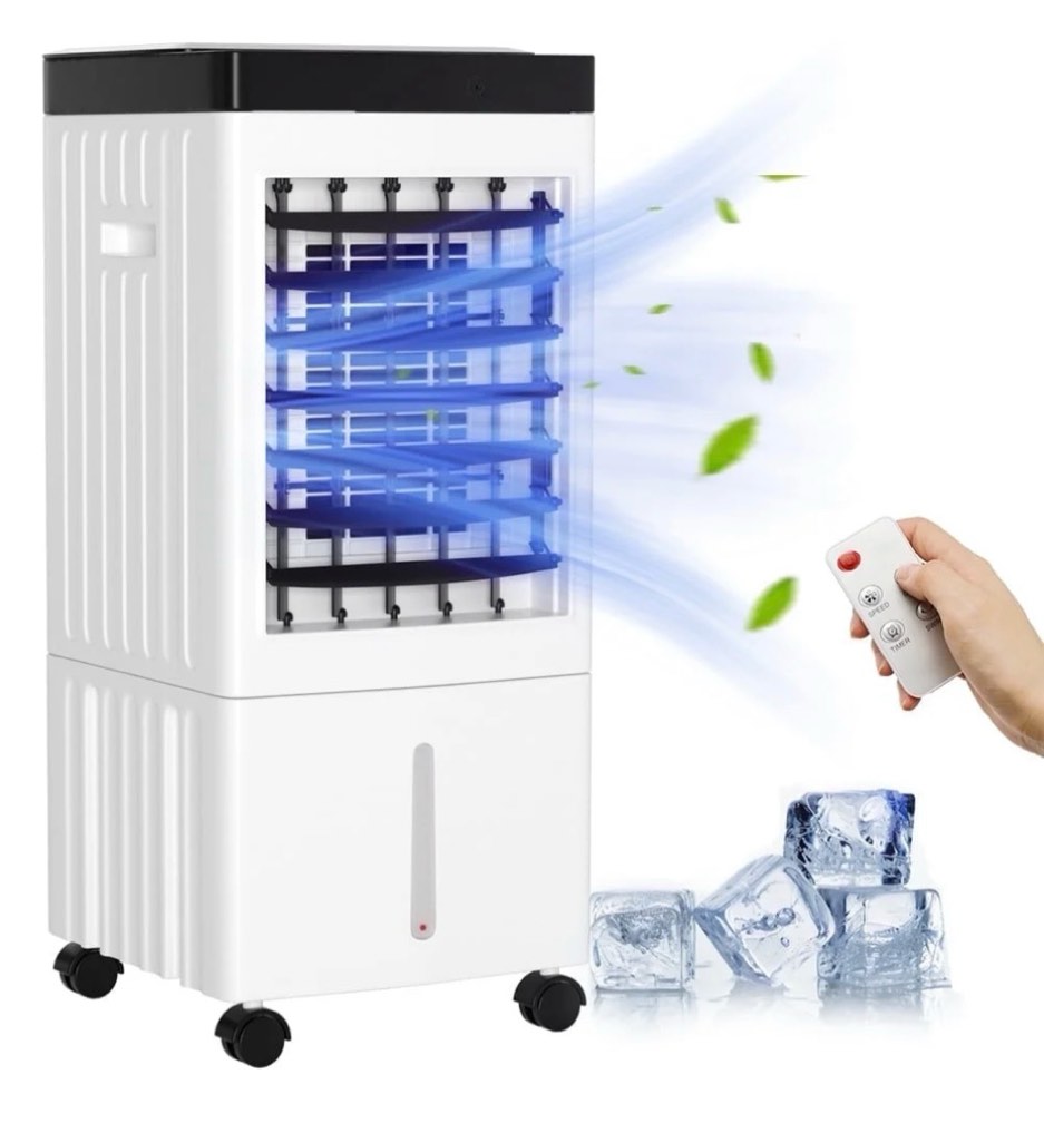 portable evaporative cooler 10l evaporative fan air conditioner ac  3-in-1 remote control fan humidifier  air cooler 3 modes for indoor