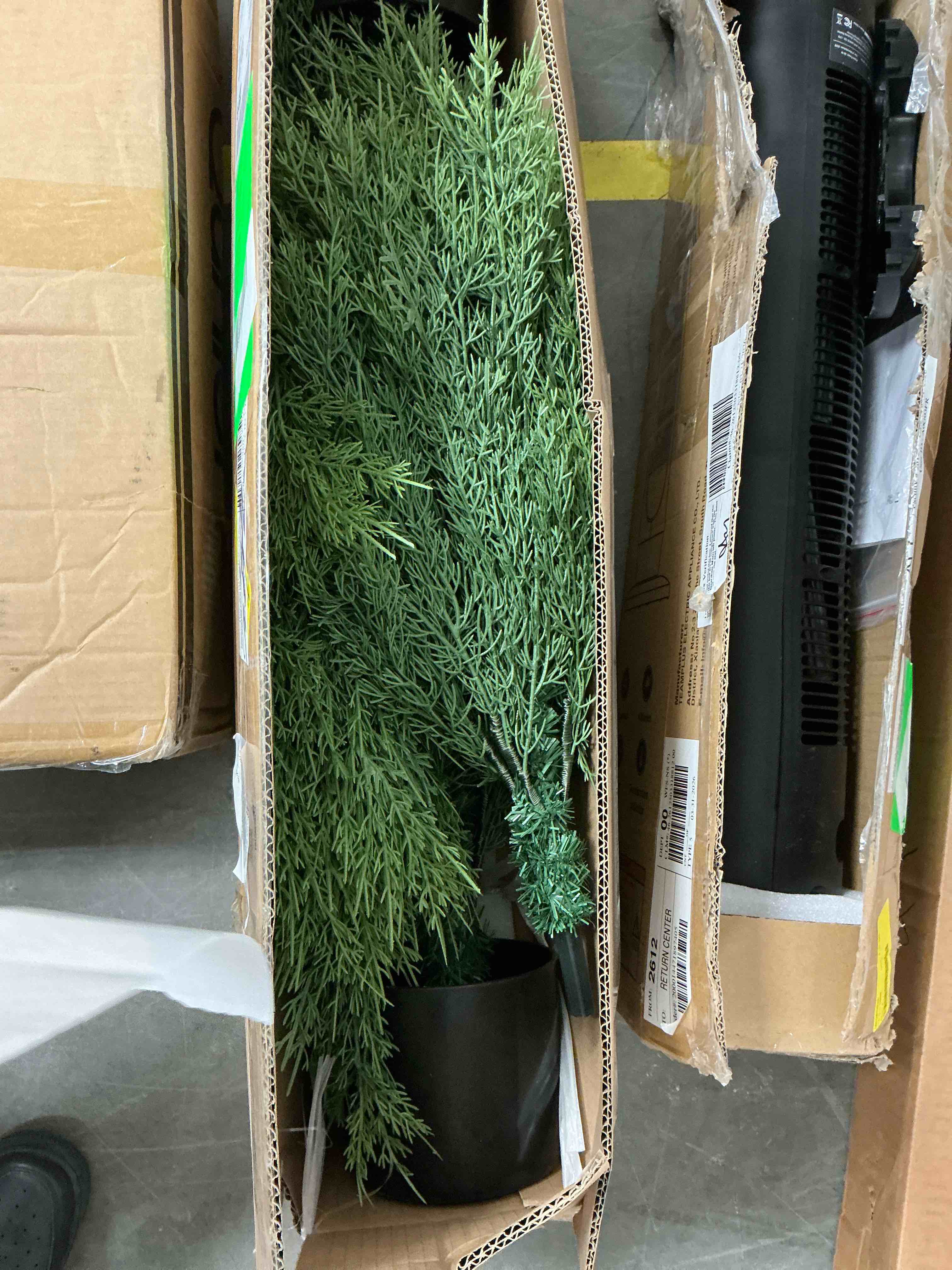Condition photo showing Good Condition for romswi 2 pack 3ft artificial cedar topiary trees with full realistic leaves, faux plants for home front door porch patio garden