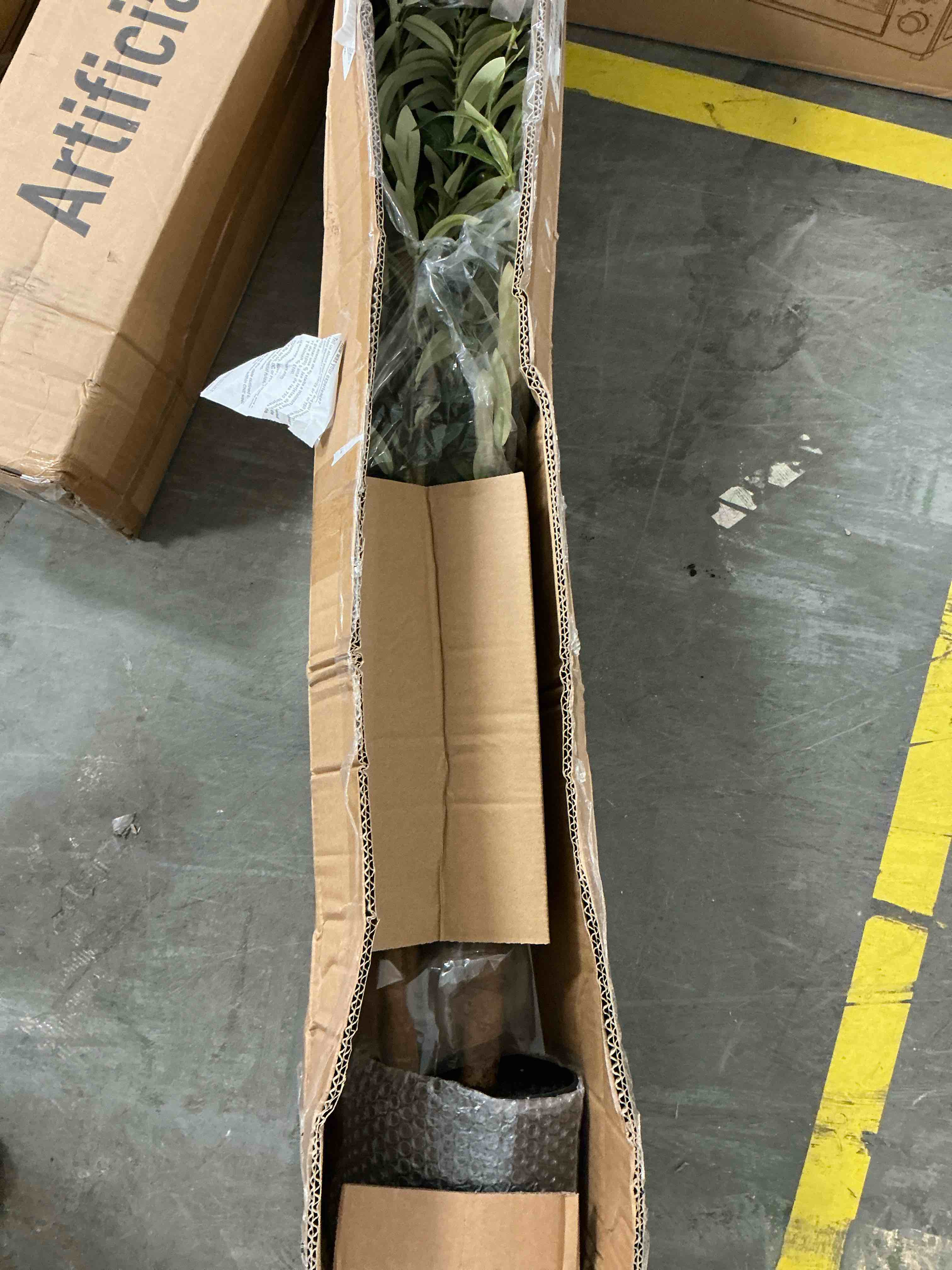 Condition photo showing Good Condition for dr. planzen artificial tree, 7 ft faux olive tree for home office decor indoor, silk fake tree with realistic leaves and natural trunk 7'