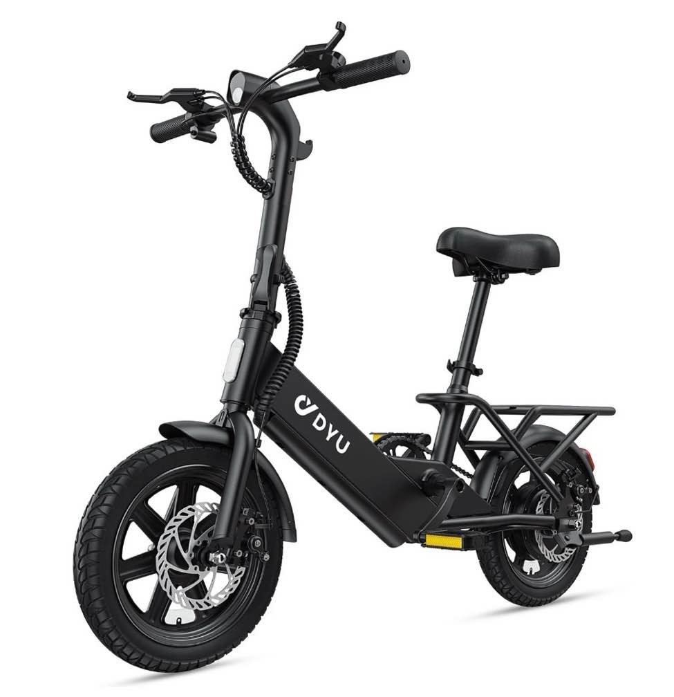 dyu 14 folding electric bike for adults teens 500w peak motor 36v/7.8ah battery commuter city ebike ul2849