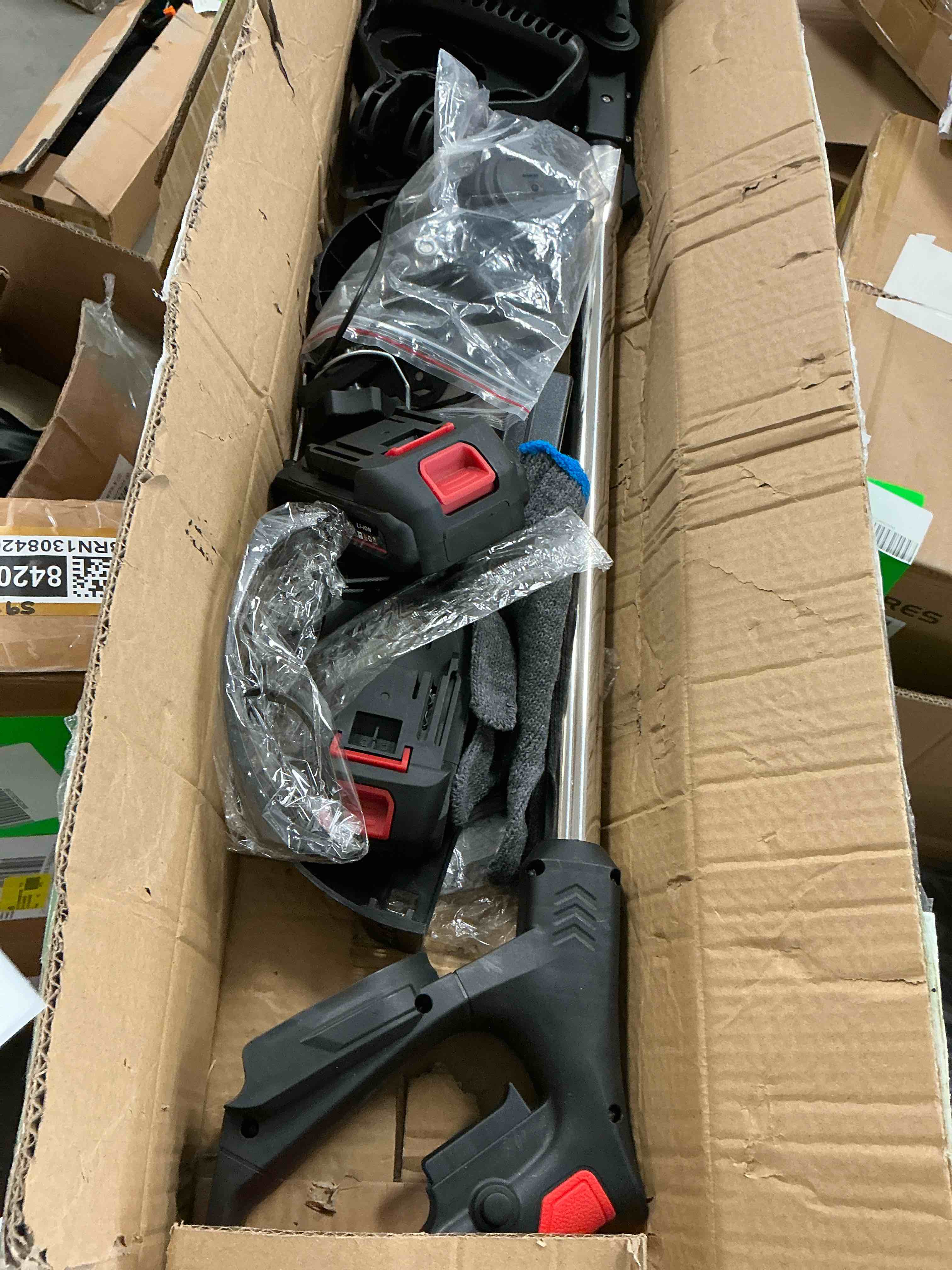 Condition photo showing Good Condition for teblint 650w electric weed wacker, cordless string trimmer, weed eater grass trimmer/edger/cutter with wheels, 2pcs 21v batteries, 5 types of blades, adjustable length for lawn yard garden (black)