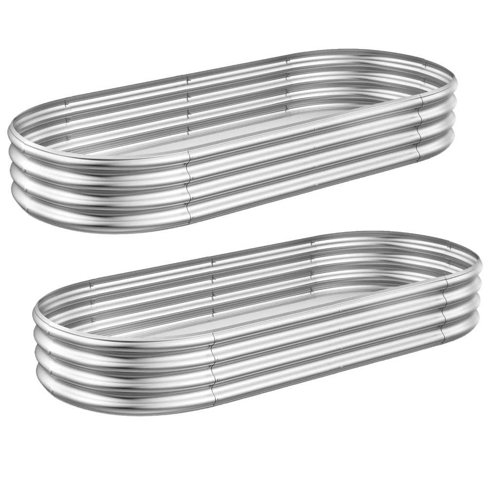galvanized raised garden bed kit 2pack 8ft  galvanized planter raised garden boxes outdoor  oval metal raised garden beds