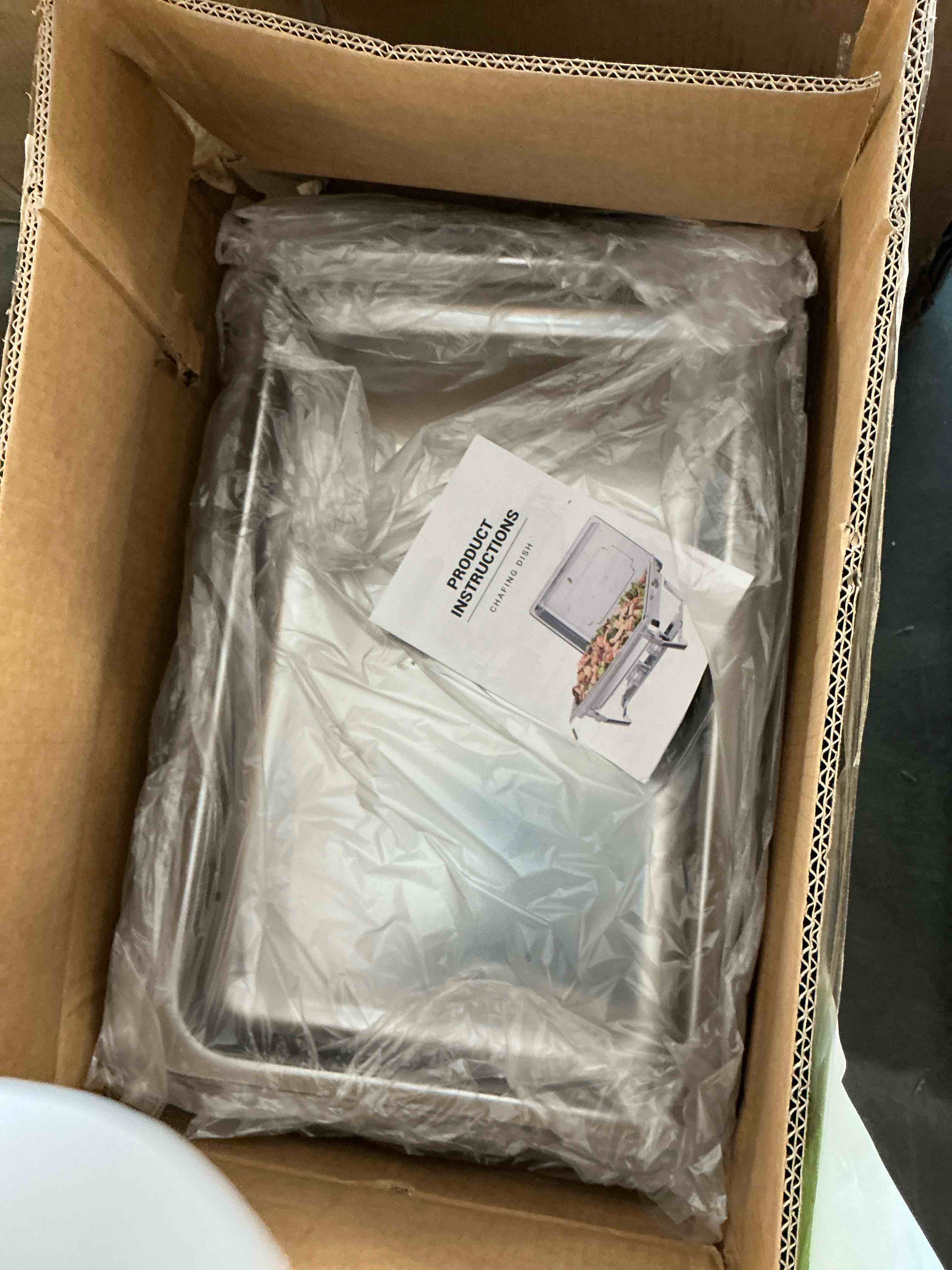Condition photo showing New/Like New for chafing dish buffet set 4 pack: tinana 8qt stainless steel chafing dishes for buffet  chafers and buffet warmers sets for parties  events  wedding  camping  dinner