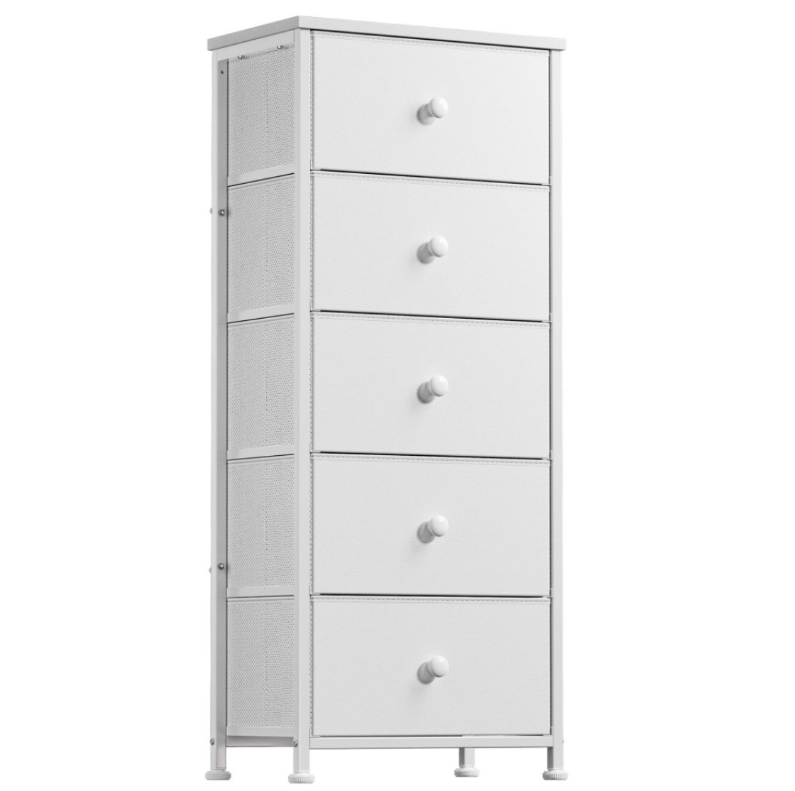 gunaito tall dresser for bedroom with 5 drawers chest of drawers fabric storage bin white