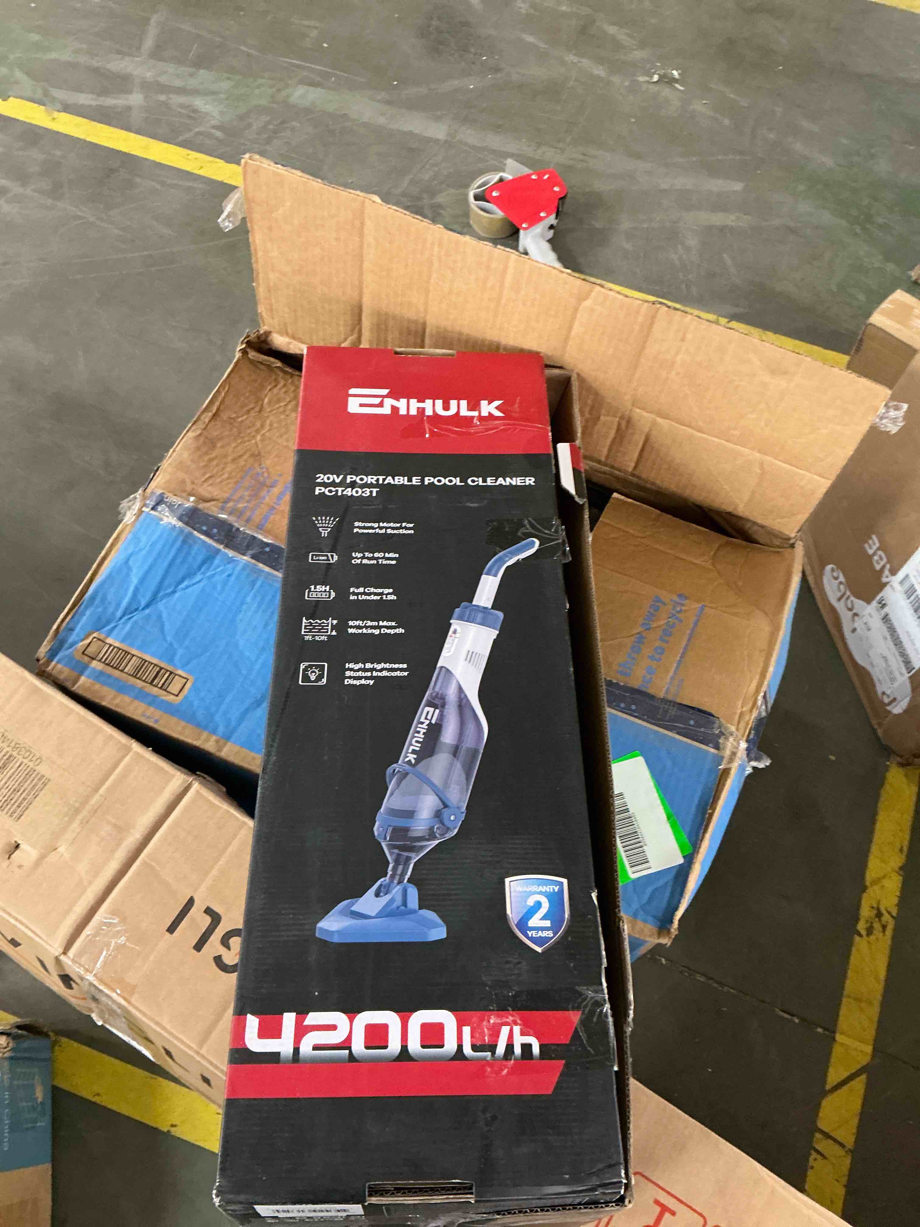 Condition photo showing Good Condition for cordless pool vacuum  handheld pool vacuum for above ground inground pools  spas and hot tubs  60-minute runtime  powerful suction up to 18.5 gallons/min  efficient leaf and debris removal